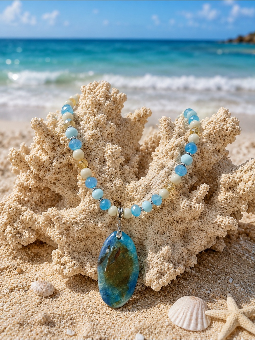 🆕❤️🍁 Azure Blue Agate Necklace